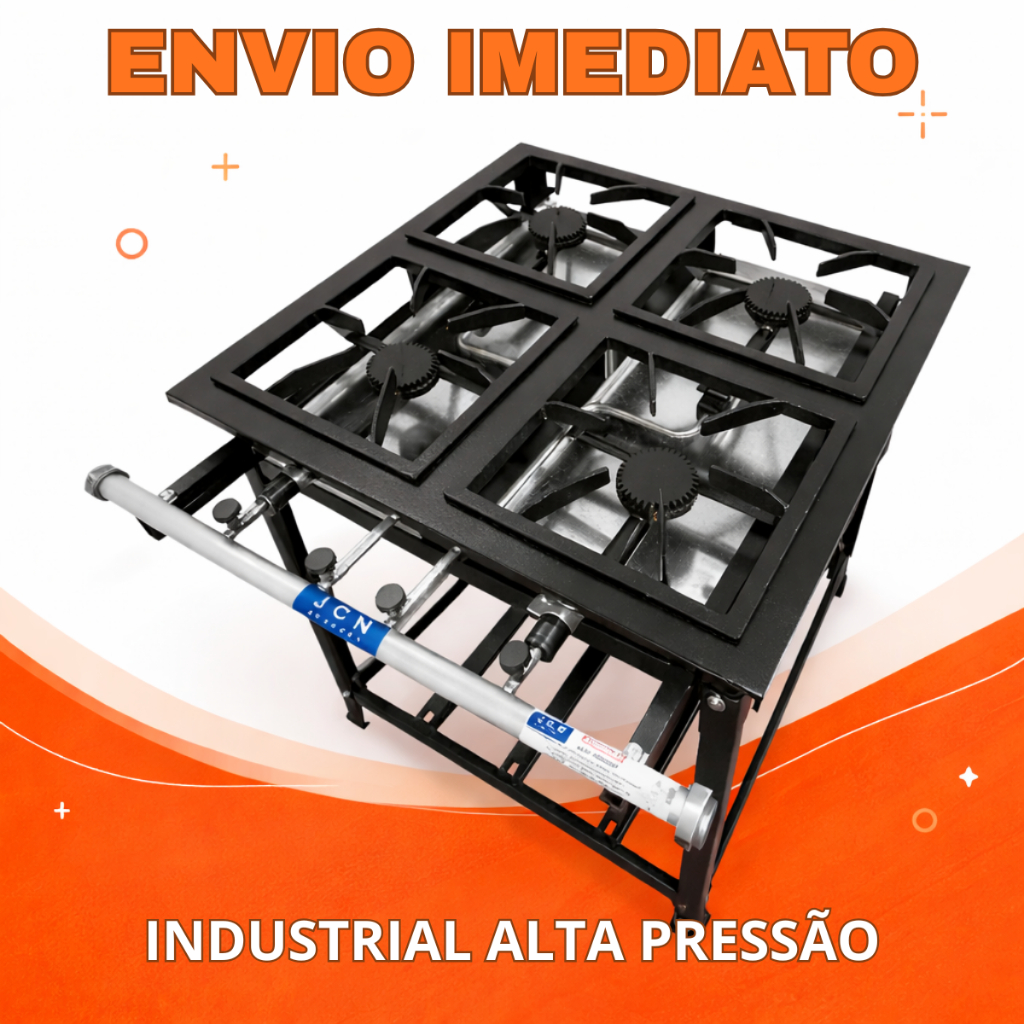 Fogão Industrial Alta Pressão Profissional a Gás 4 ou 2 Boca