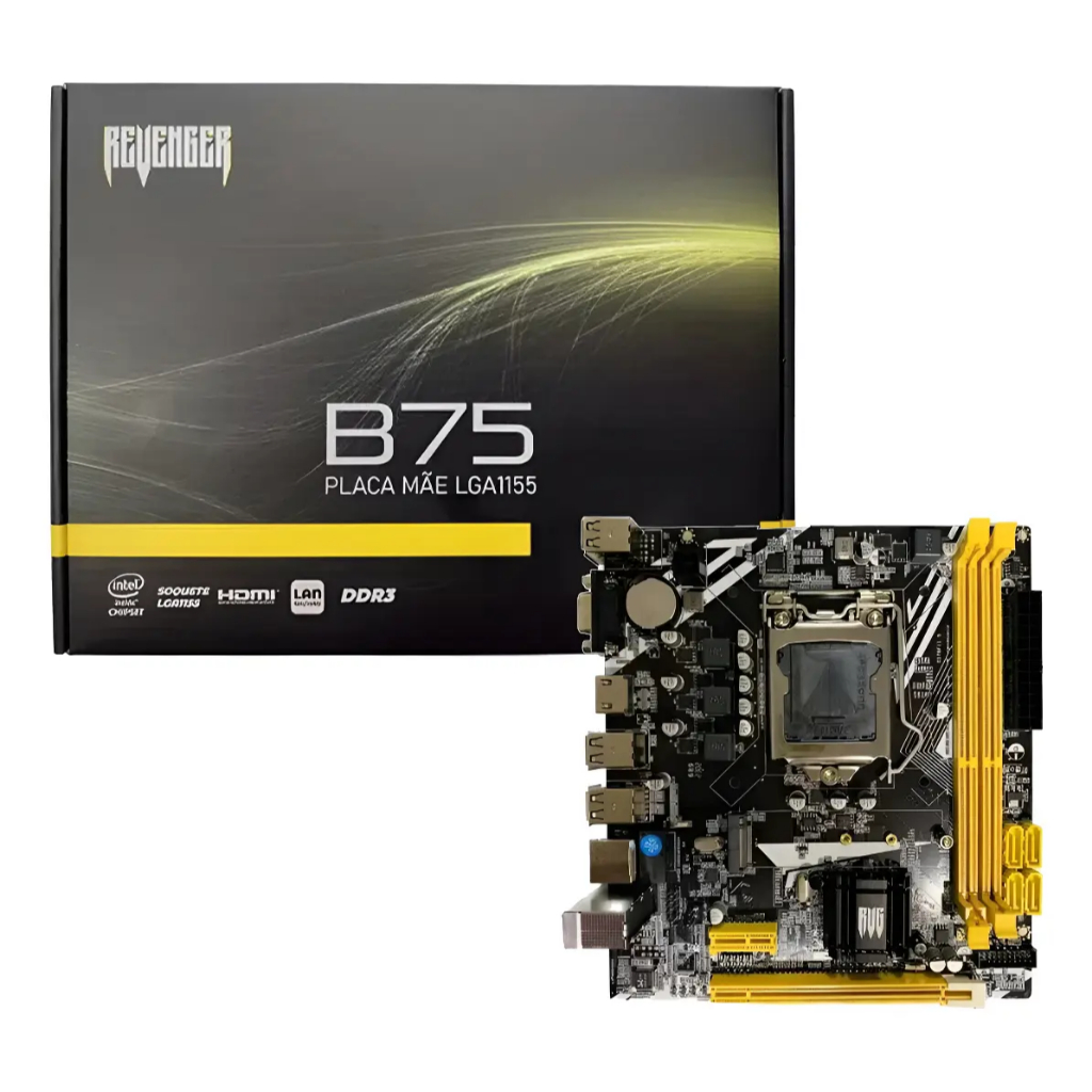 Placa Mãe Gamer LGA 1155 B75 DDR3 M2 Nvme i3, i5, i7 Lan Giga | Shopee ...