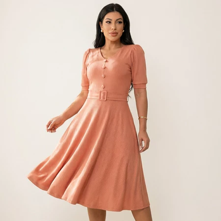 Vestido Mídi Godê Feminino Moda Evengélica