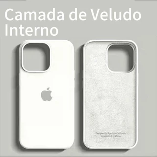 Capa Capinha Silicone Aveludada Premium PRETO BRANCO Para IPhone 11 12 13 14 15 16 17 PRO MAX PLUS