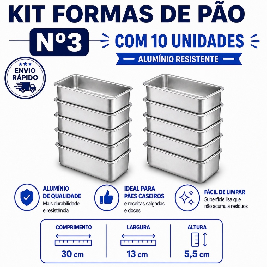 Kit Atacado C/10 Formas de Pão N°3