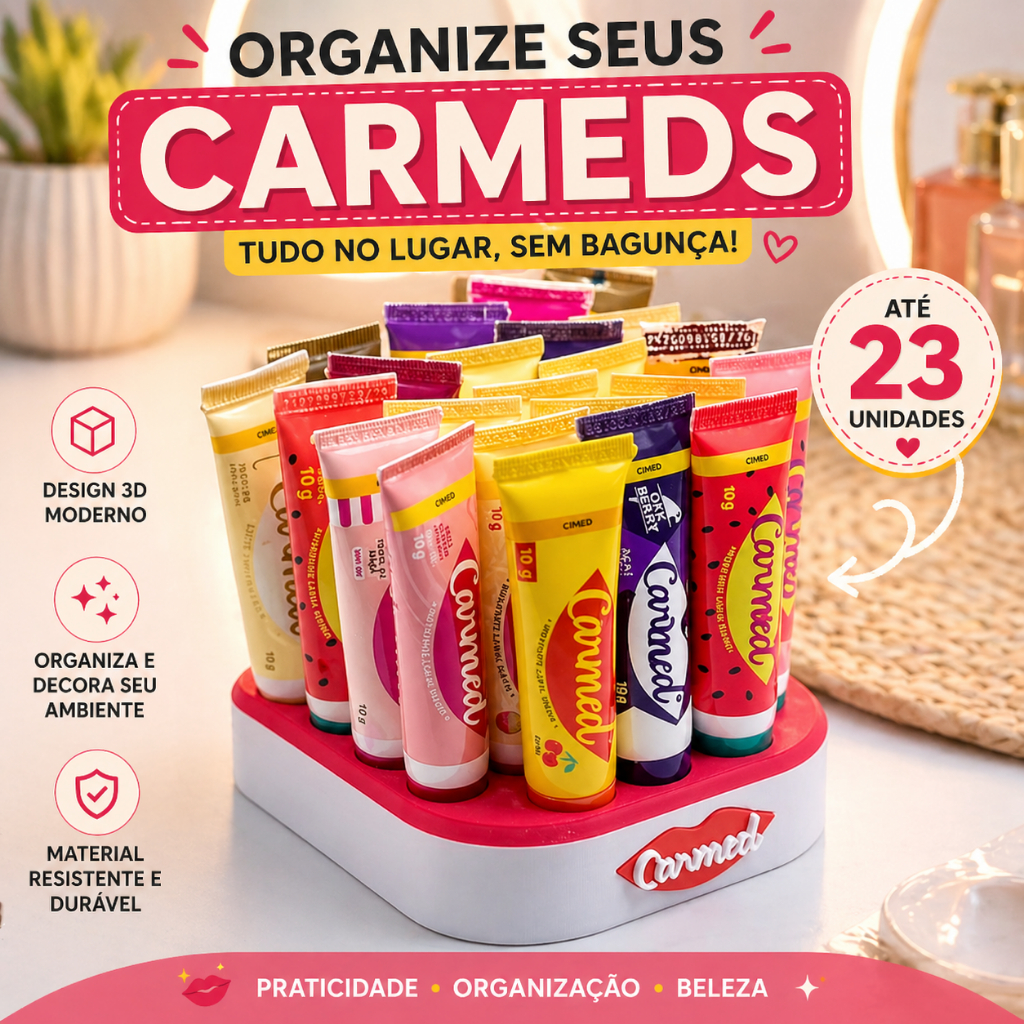Porta Carmeds 3D para 23 Hidratantes Labiais Organizador de Lip