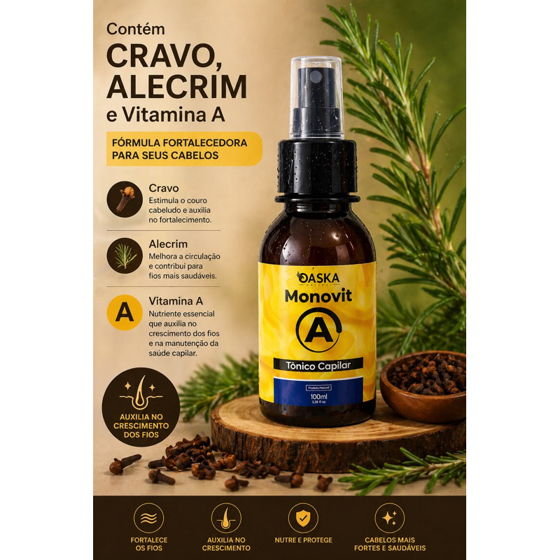 MONOVIT -A CRESCIMENTO CAPILAR 100ML OASKA | Shopee Brasil