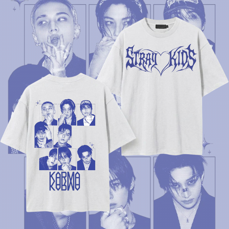 Camiseta T-shirt Unissex Vintage Bangchan Stray Kids Album Karma