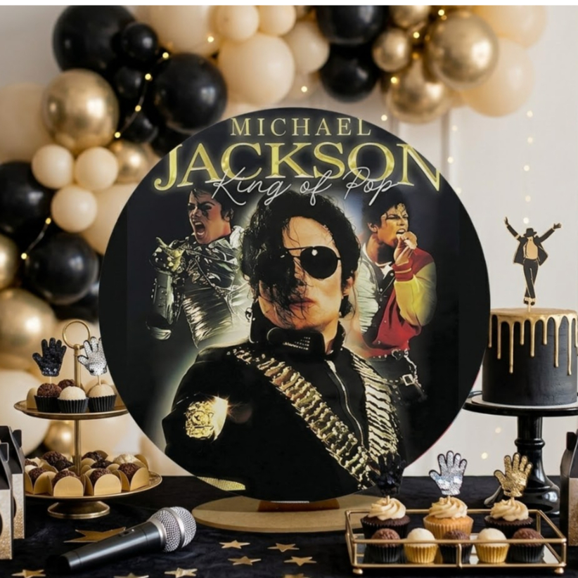 Capa 50x50 Painel Festivo Tema Michael Jackson Decoração De Mesa