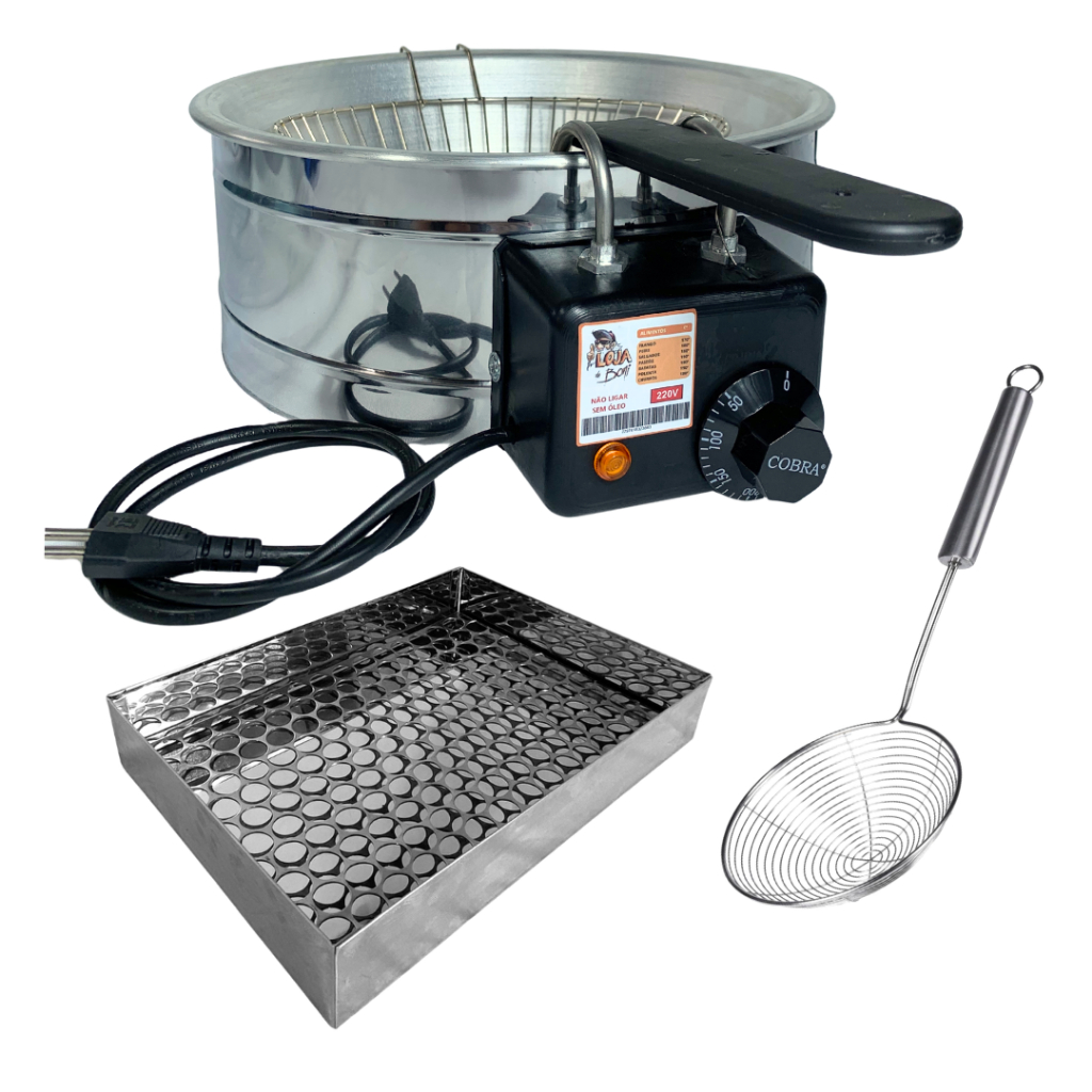 Fritadeira Elétrica Tacho Profissional 5l inox com Alça Pret