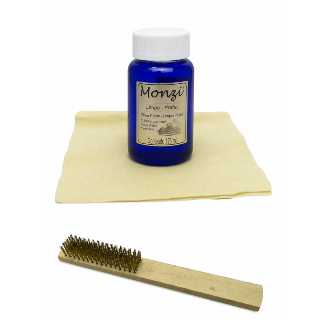 Kit Limpa Pratas 125ml + Flanela Mágica+ Escova De Latão | Shopee