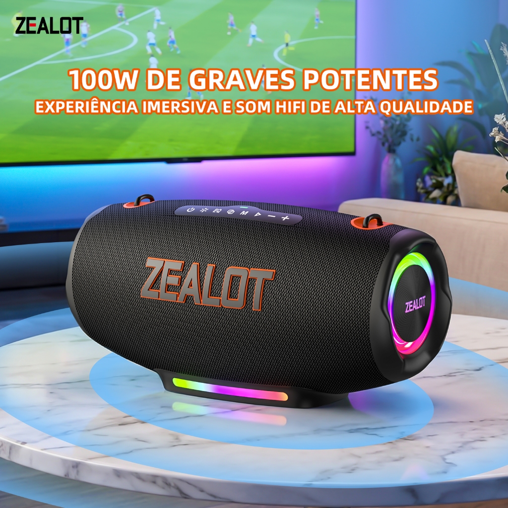 ZEALOT 127 Caixa de Som Bluetooth 100W 24000mAh Portátil TWS IPX6