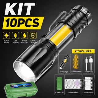 Kit 10 De Mini Lanterna Com Led E Zoom Recarregável Usb Envio Rápido