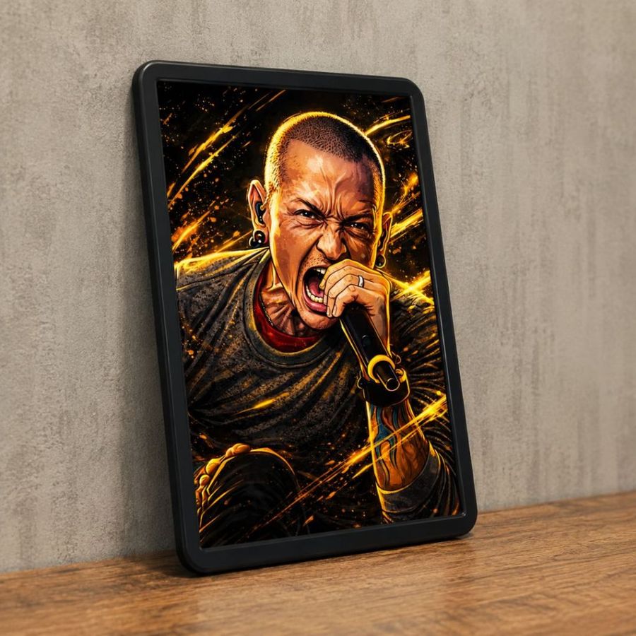 Quadro decorativo Chester Bennington Linkin Park Tamanho 30x20cm com moldura