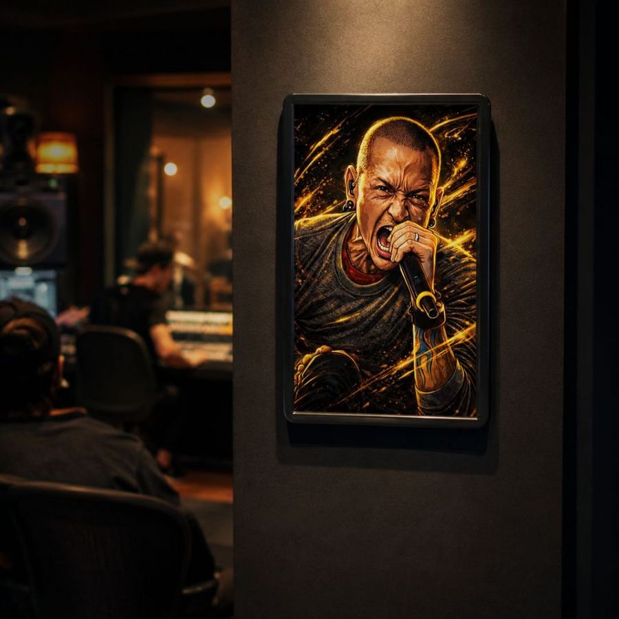 Quadro decorativo Chester Bennington Linkin Park Tamanho 30x20cm com moldura