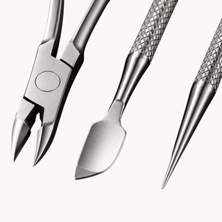 Kit Profissional Manicure - Alicate + Espátula + Palito Inox