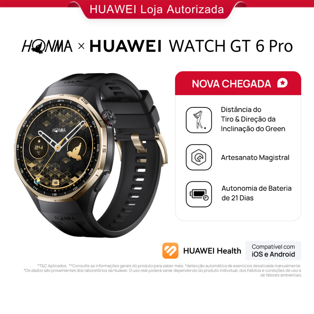 HUAWEI WATCH GT 6 Pro Honma| Smartwatch| Projetado com a HONMA