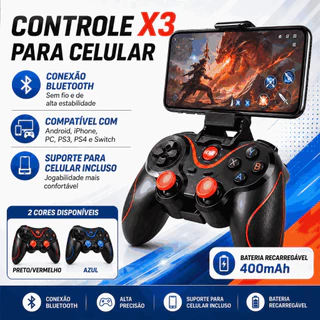 Controle X3 Sem Fio Joystick Android Ios Ps3 Pc Tv Wireless