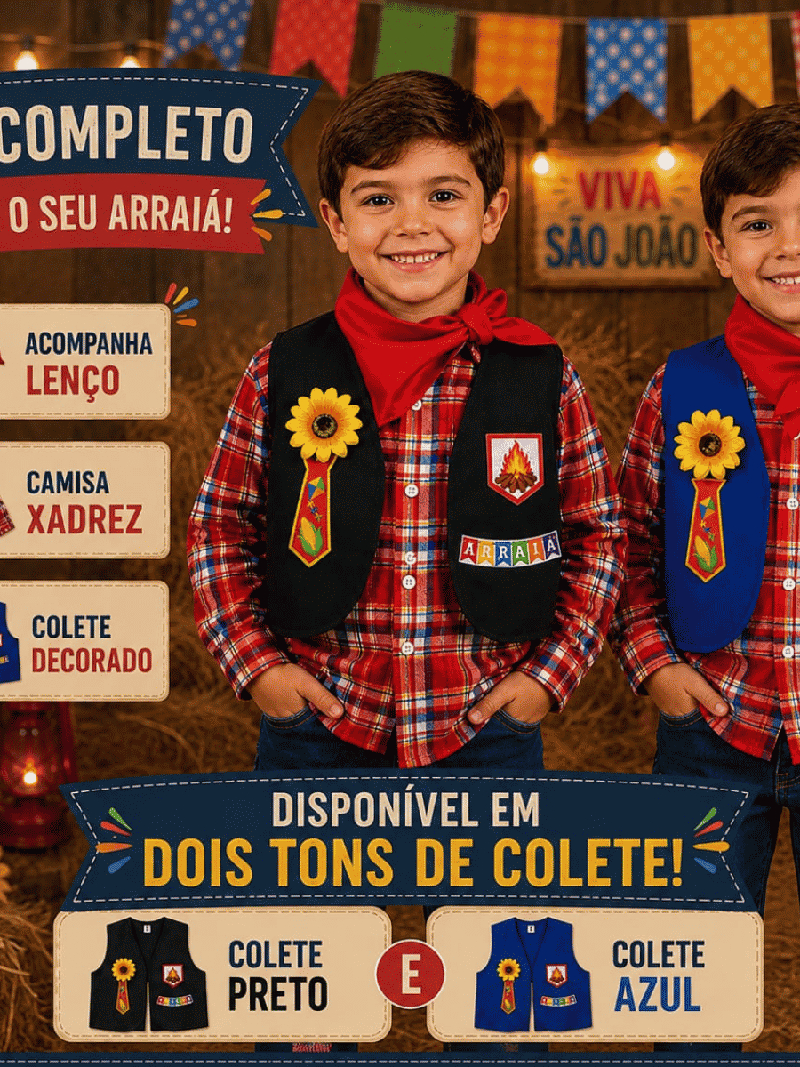 CAMISA XADREZ COM COLETE MENINO FESTA JUNINA 4 A 12 ANOS | Shopee