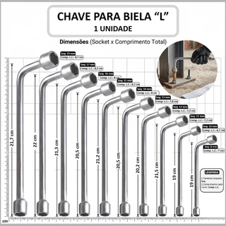 Chave Biela Longa Tipo L 8mm A 19mm Aço Carbono 1 Unidade Sextavada Fixa Ferramenta Profissional