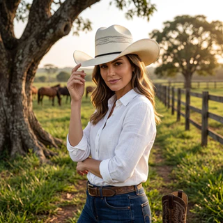 Chapéu Valente XS-11 Palha Bangora Country Cowboy Rodeio Vaquejada Unissex Premium