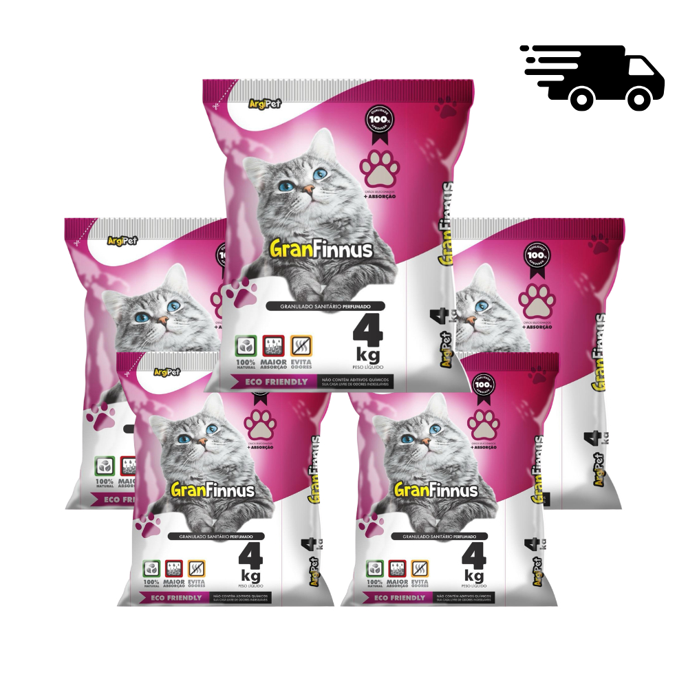 Kit 5 Areias Sanitárias Extra Fina para Gatos GranFinnus Antiodor Alta ...