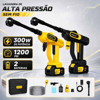 Rubrox 300W Lavadora Alta Pressão Sem Fio Portátil Recarregável CarrosJardins Pistola Lavajato
