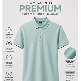 Camisa Polo Masculina Premium – Dry Fit Leve Respirável Casual Social Trabalho Academia