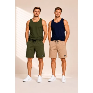 Kit 2 Bermudas Masculina Moletom Casual Short Esporte Academia Treino