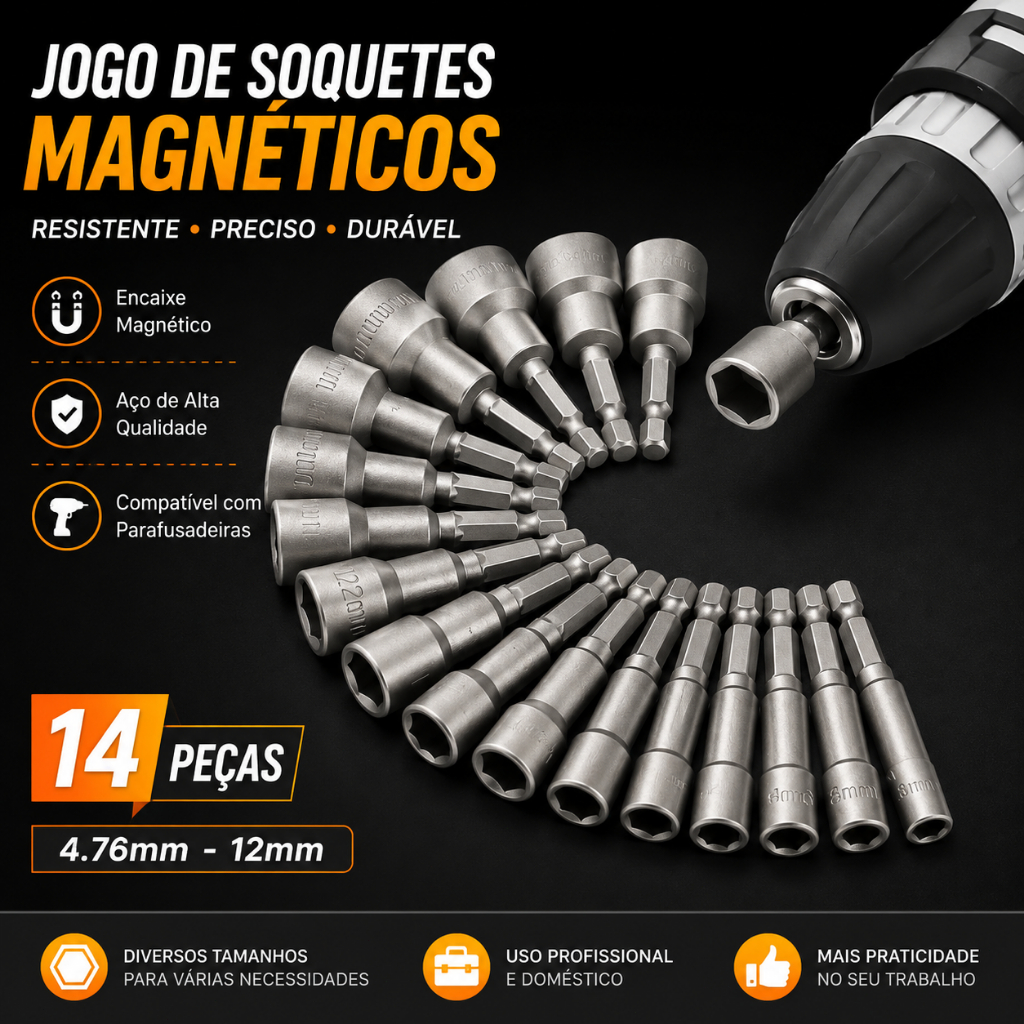 14 peças jogo de Bits soquete para parafusadeira 5 A 13mm kit de bits sextavado
