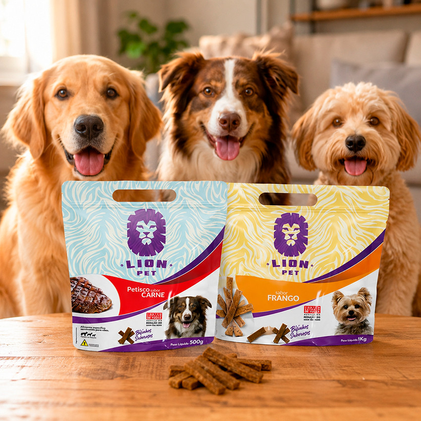 Bifinho para Cães Lion Pet 1 Kg – Petisco Canino Saboroso em Carne ou Frango, Ideal para Recompensa, Treinamento Pet.