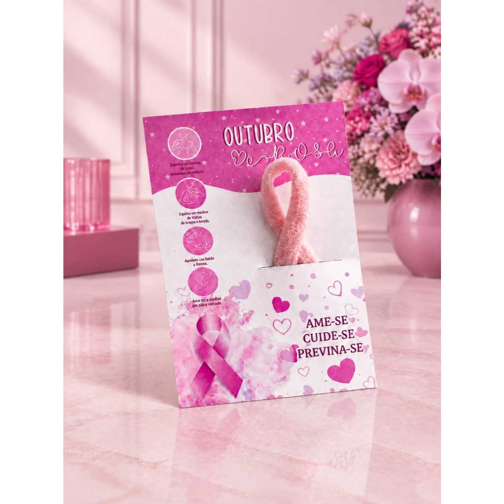 Card Outubro Rosa/Brinde Lembrancinha para Empresas/Conscientização ...