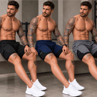 kit Bermuda 2 em 1 Shorts Para Academia Masculino kit Bermuda Compressão Dry Esportiva com Elastano Perfeita Para Treino