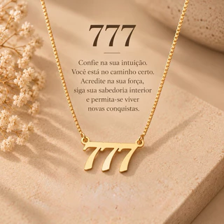 Colar Corrente Da Sorte Número 777 Banhado a Ouro 18k Ou Prata 925