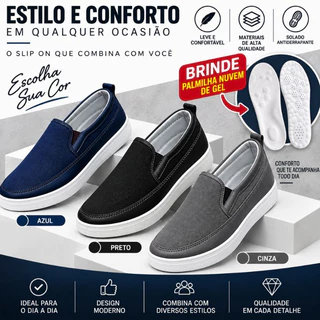 Tênis Sapatênis Slip On Casual Iate Unissex Super Confortável Pro Dia Dia + Palmilha De Gel