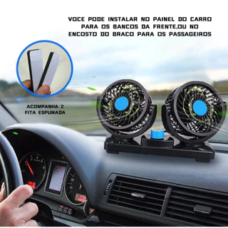Ventilador Automotivo Duplo 12V 24V Ajustável 360° 2 Velocidades para Carro Caminhão e Van