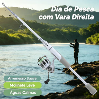 Vara de pesca telescópica de 1,8 metro, do tipo giratória/de lançamento, adequada para rios, lagos e mar