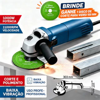 Esmerilhadeira Angular 110-127V Corte Lixa Polimento Multiuso Para Metal Madeira Pedra/Cortar/Lixar/Corte Lixa/Polimento