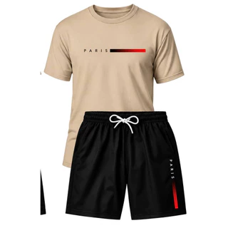 Kit Camiseta Bermuda tactel Masculina Algodão e Short Tactel e PP ao GG Casual Treino Academia