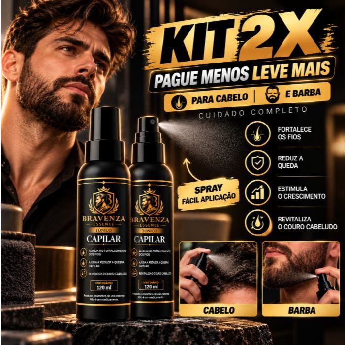 KIT 2X Tônico Capilar Cavanhaque Bigode Barba Cabelo Pro Barber Crescimento Fortalecedor antiquebra Envio Imediato