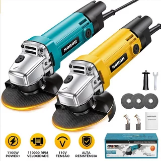 Esmerilhadeira Elétrica 1100W Lixadeira Angular 110V/220V Com Fio Profissional Para Construção Reforma e Oficina