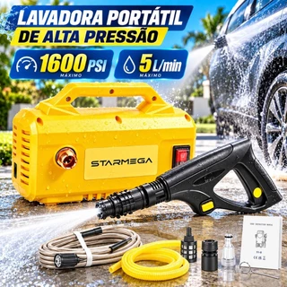 STARMEGA Lavadora Alta Pressão STARMEGA1500W Potente 3000rpm 7L, Limpeza Eficiente para Veículos e Áreas Residenciais