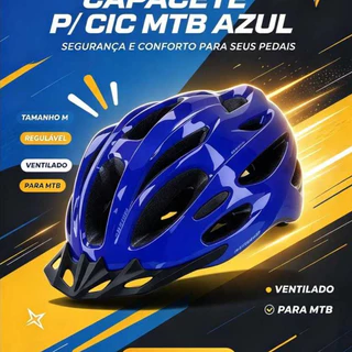 CAPACETE PARA CICLISTA MTB C/REGULAGEM COM ABA COM VISTA LIGTH IN MOLD AZUL TAMANHO = M (ABSOLUTE)