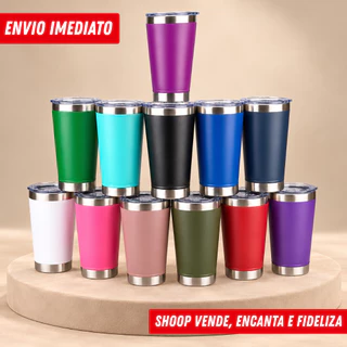 Copo Térmico 473ml | Tampa e Abridor | Inox Bebida Gelada | Várias Cores