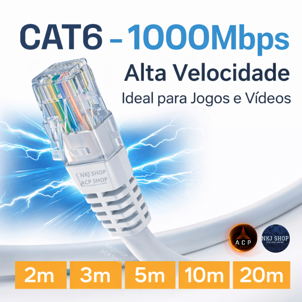 Cabo de Rede Internet Cat6 RJ45 Alta Velocidade conexão estável melhor ...