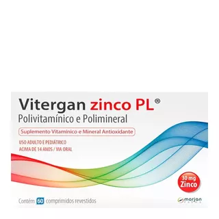 Vitergan Zinco PL Polivitamínico com Zinco 60 Comprimidos