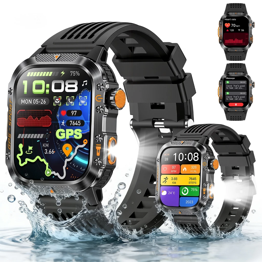 Smartwatch HT36 com GPS e Altímetro - Tela 2.01" IP68, 30M Resistência, 540mAh, 100+ Esportes, Chamadas