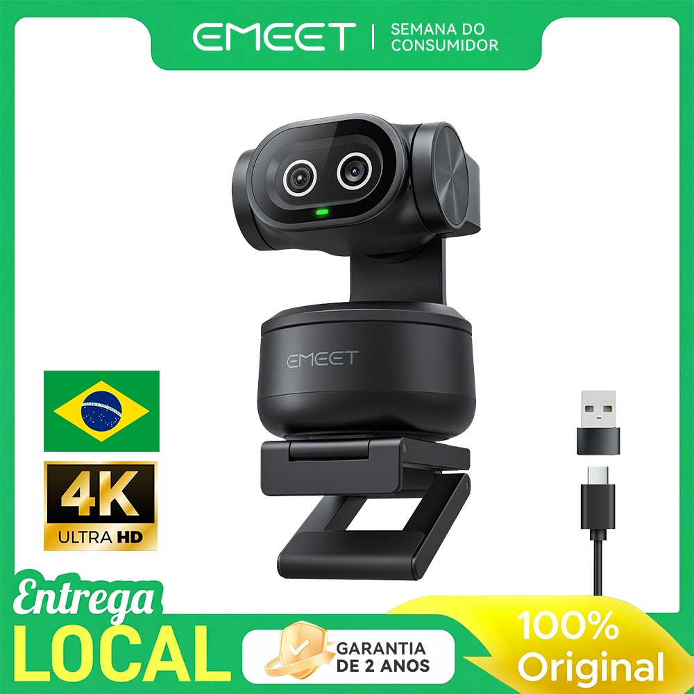 EMEET PIXY 4k Ai Tracking Autofoco Dual Webcam 300° Ptz Camera