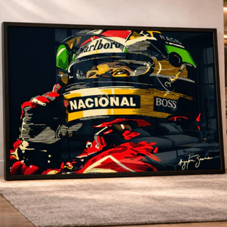 Quadro Decorativo Sala  Ayrton 90x60 cm Moldura Premium com Vidro – Arte Esportiva Moderna Alta Definição em Oferta na Shopee