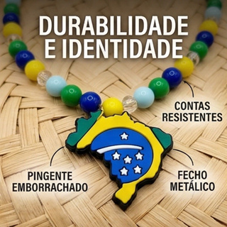 Colar Brasil Copa do Mundo Verde Amarelo Azul Pingente Brasil Torcida Futebol em Oferta na Shopee