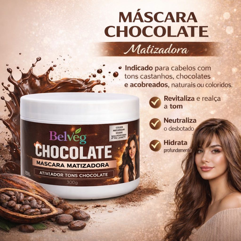 bremod , Hally Lotion SET CHOCO BLAST✖️2 Kit Máscara e Shampoo Tonalizante Chocolate Belveg - S/ Amônia