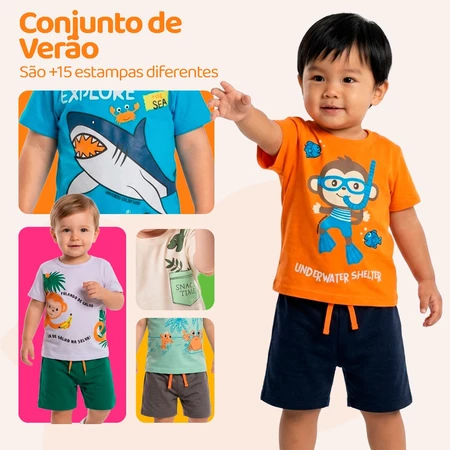 Kit Sortido 6 Ou 10 Peças de Roupas Infantil Bebê Menino (Camisetas + Bermudas) Conjunto Infantil Masculino de Calor — foto 3 de 3