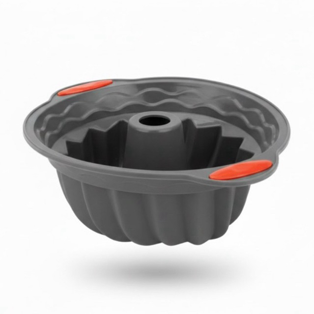 Forma de Bolo Silicone Redonda Canelada Suíça Antiaderente c