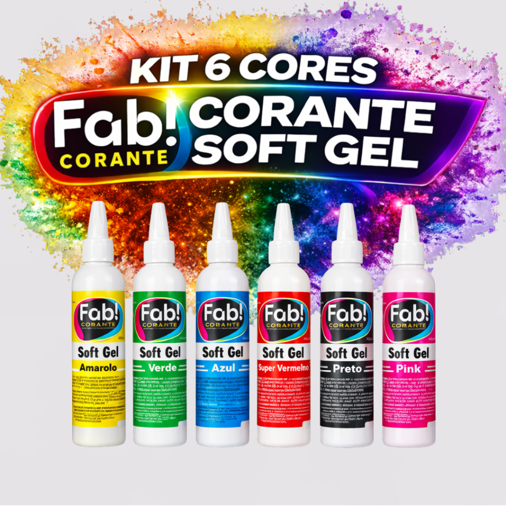 Kit 6 Corantes Soft Gel Fab 25g Comestível Cores Vibrantes B